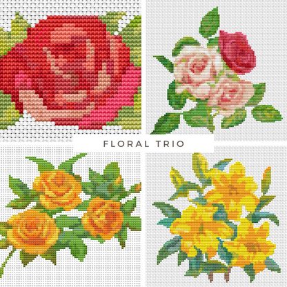 Floral Trio Cross Stitch Kit | The Art of Stitch