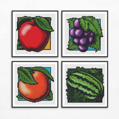 Garden Series: Apple, Grapes, Orange & Watermelon Mini Cross Stitch Kit