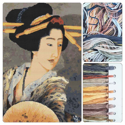 Portrait of A Woman Holding a Fan Cross Stitch Kit