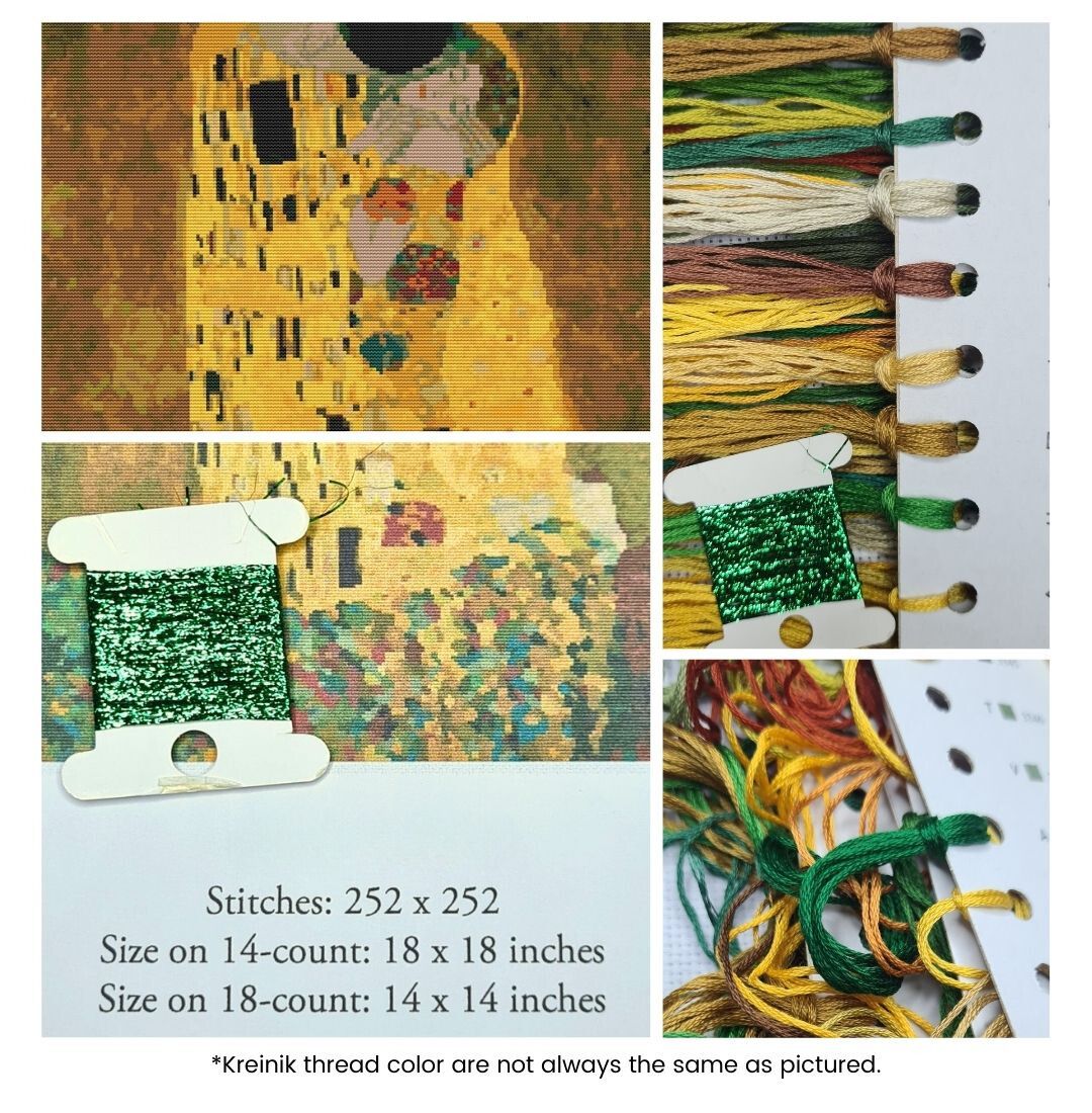 The Kiss Cross Stitch Kit | Gustav Klimt