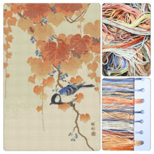 Great Tit on Paulownia Branch Cross Stitch Kit - Premium Cross Stitch Kit - Ohara Koson