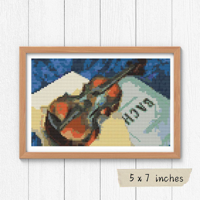 A Still Life With Violin Mini Cross Stitch Pattern