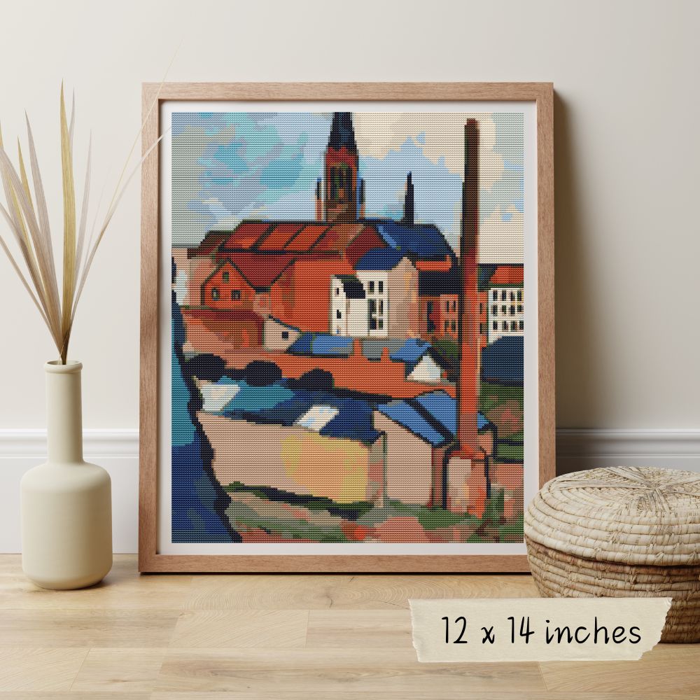 St. Mary's with Houses and Chimney Cross Stitch Kit | August Macke