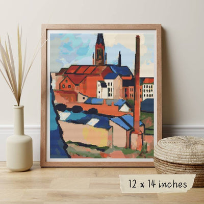 St. Mary's with Houses and Chimney Cross Stitch Pattern