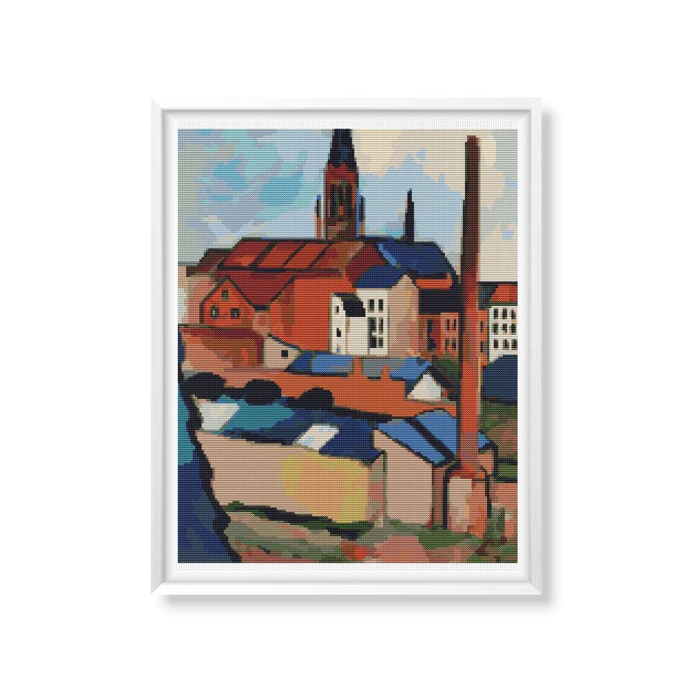 St. Mary's with Houses and Chimney Cross Stitch Kit | August Macke