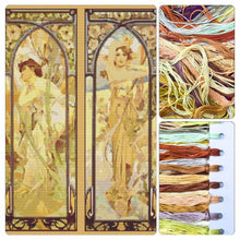 The Times of the Day Cross Stitch Kit - Premium Cross Stitch Kit - Alphonse Mucha