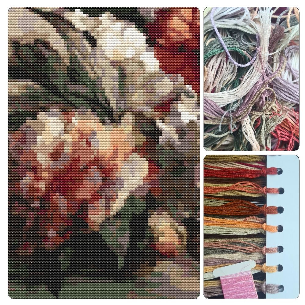 Peonies Cross Stitch Kit | William Jabez Muckley