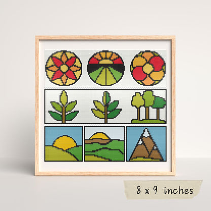 Panel Series featuring Green Earth Cross Stitch Pattern | The Art of Stitch