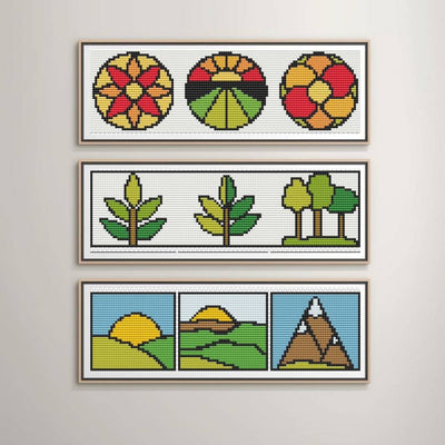 Panel Series featuring Green Earth Cross Stitch Pattern