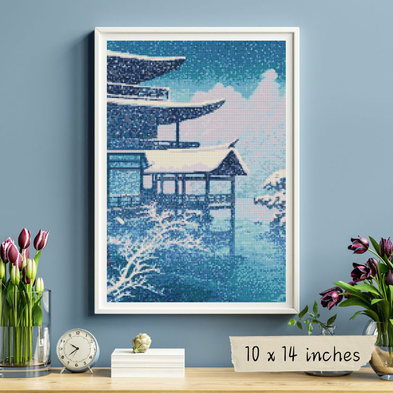 Snow on Lake Cross Stitch Kit | Kawase Hasui