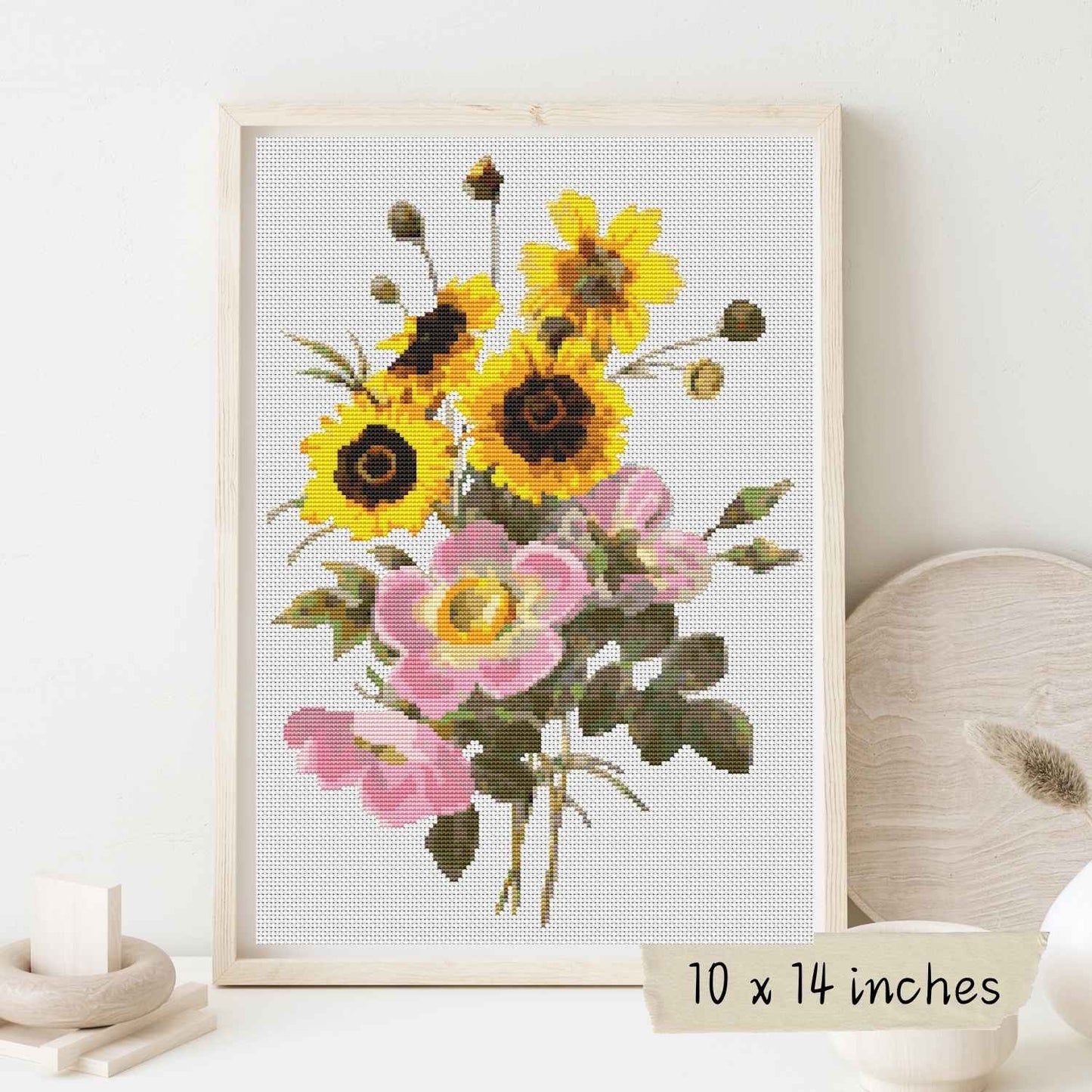 Flowers Cross Stitch Kit - Premium Cross Stitch Kit - Pierre - Joseph Redouté