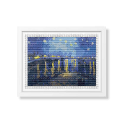 Starry Night over the Rhone Mini Counted Cross Stitch Pattern | Vincent Van Gogh