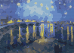Starry Night over the Rhone Mini Cross Stitch Pattern by Vincent Van Gogh
