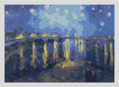 Starry Night over the Rhone Mini Counted Cross Stitch Pattern | Vincent Van Gogh