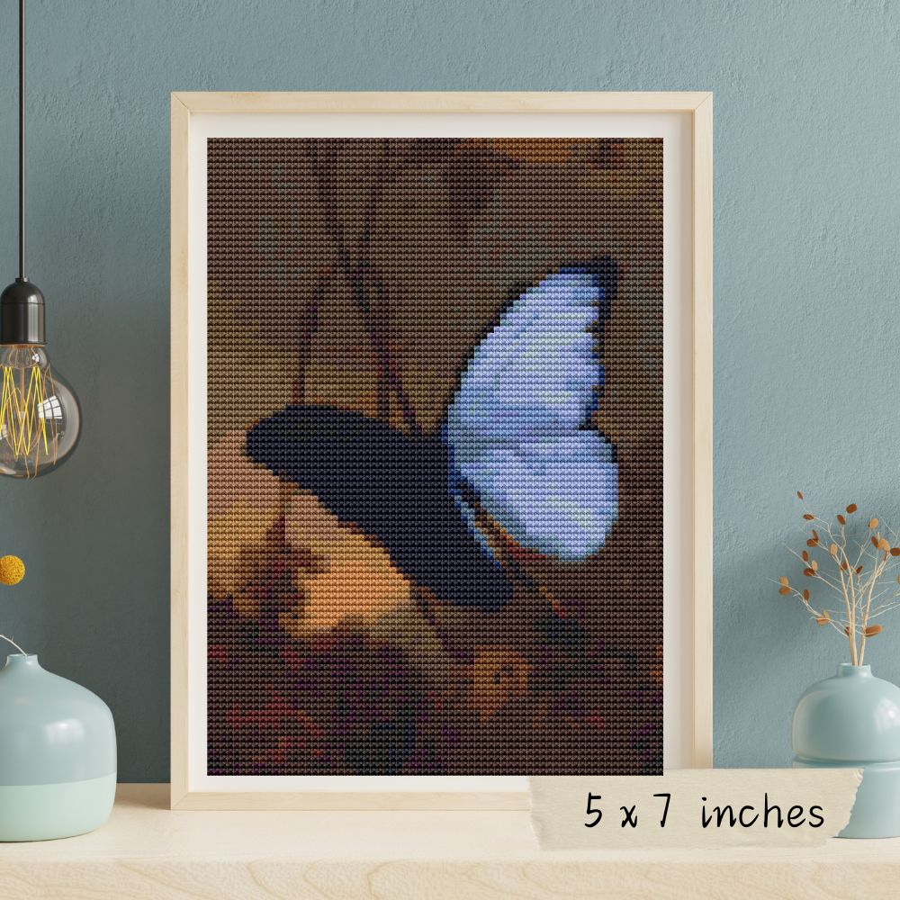 Blue Morpho Butterfly Mini Cross Stitch Kit | Martin Johnson Heade