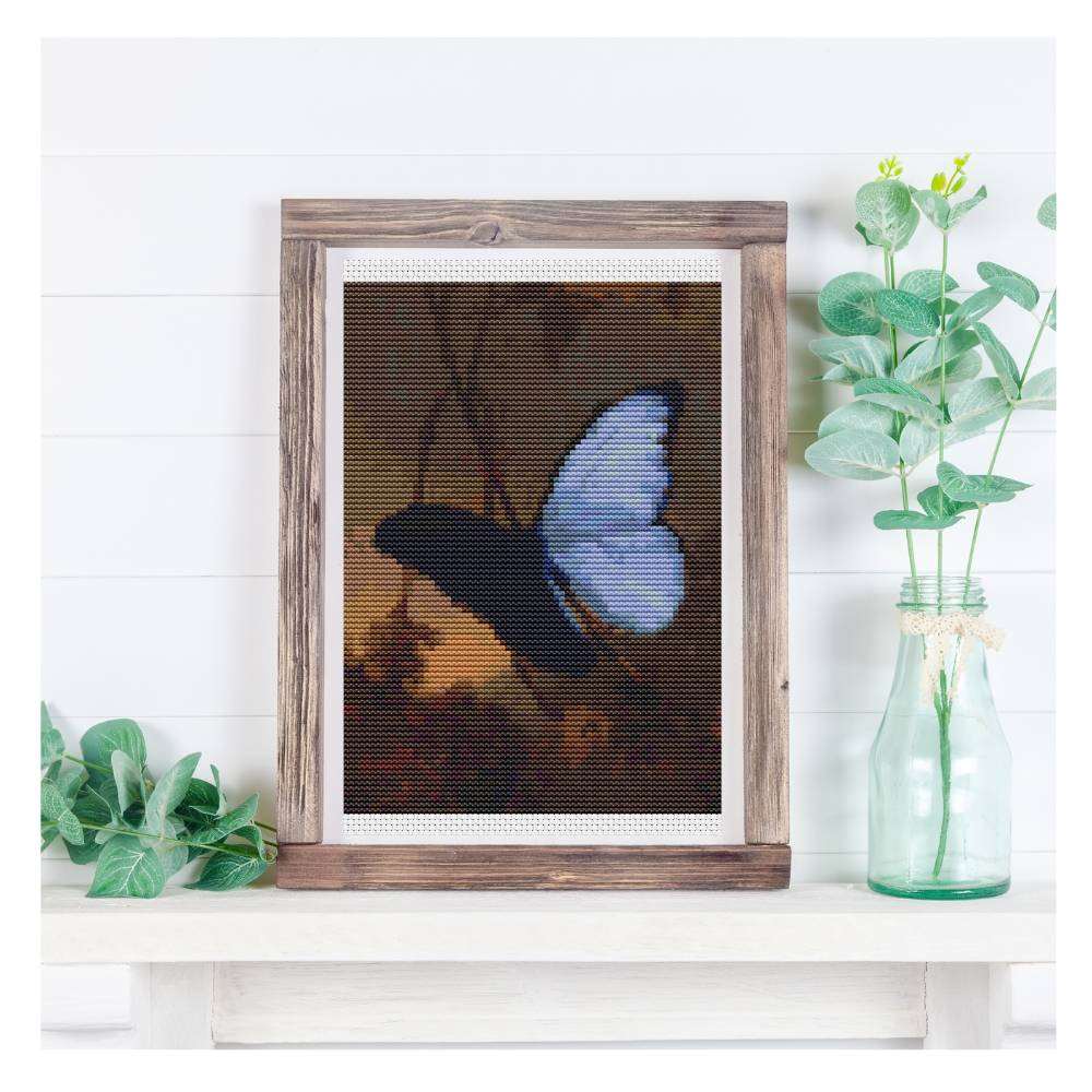 Blue Morpho Butterfly Mini Counted Cross Stitch Pattern | Martin Johnson Heade