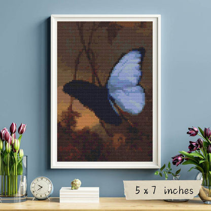 Blue Morpho Butterfly Mini Cross Stitch Pattern by Martin Johnson Heade