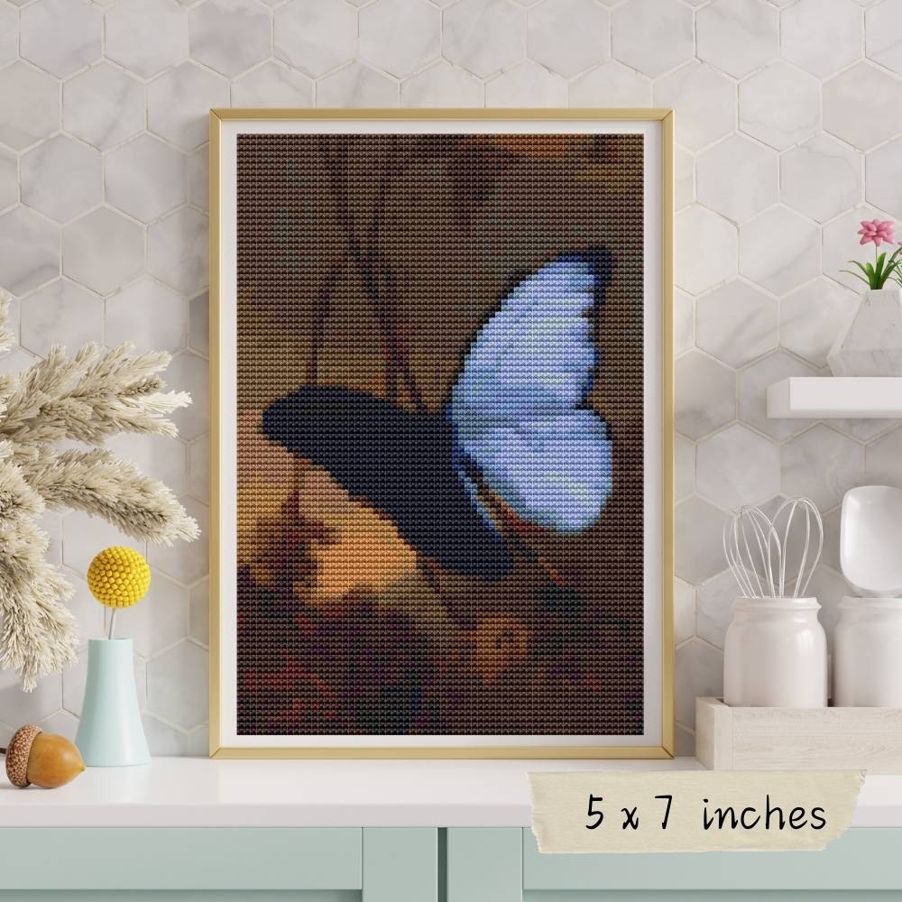 Blue Morpho Butterfly Mini Cross Stitch Pattern