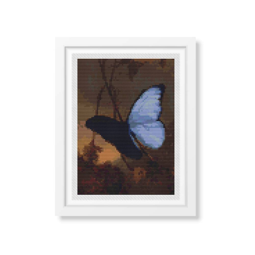 Blue Morpho Butterfly Mini Counted Cross Stitch Kit | Martin Johnson Heade