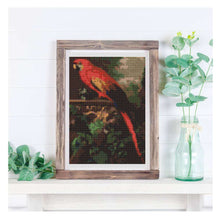 A Scarlet Macaw in a Landscape Mini Counted Cross Stitch Pattern | Jakob Bogdany