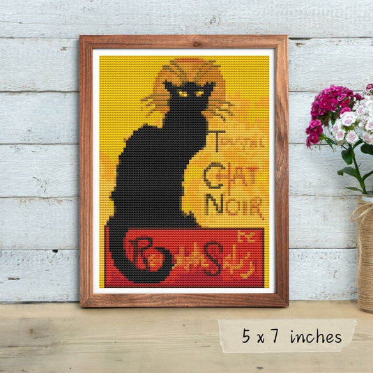 Chat Noir Mini Cross Stitch Pattern by Théophile Steinlen
