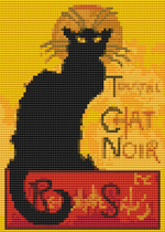 Chat Noir Mini Cross Stitch Pattern by Théophile Steinlen