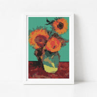 Vase with Three Sunflowers Mini Cross Stitch Kit - Mini Cross Stitch Kit - Vincent Van Gogh