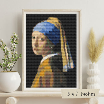 The Girl with the Pearl Earring Mini Cross Stitch Pattern | Johannes Vermeer