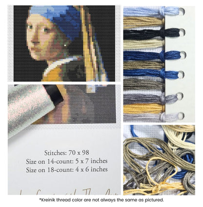 The Girl with the Pearl Earring Mini Cross Stitch Kit | Johannes Vermeer