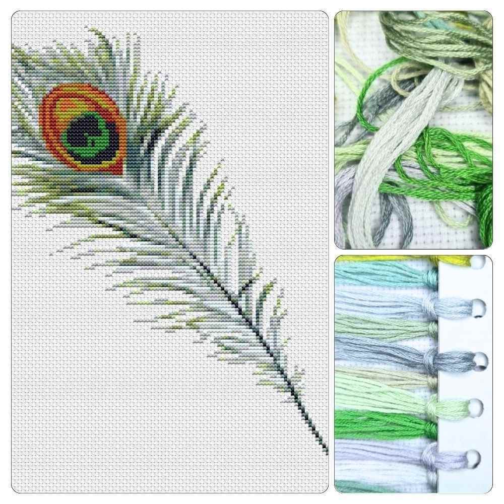 Peacock Feather Mini Cross Stitch Kit