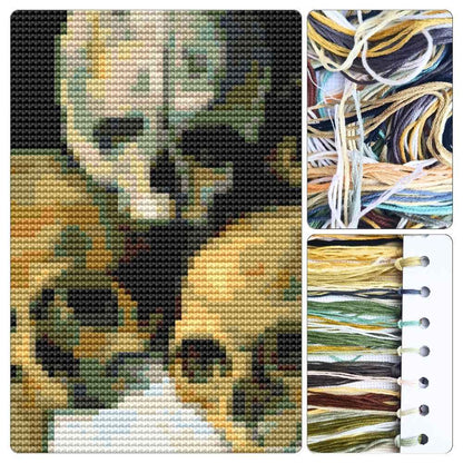 Pyramid of Skulls Mini Cross Stitch Kit