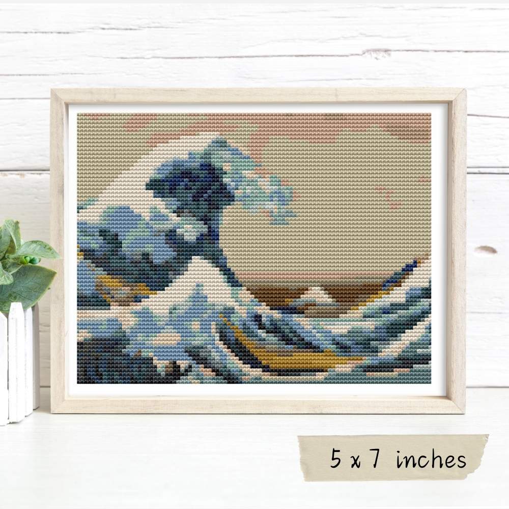 The Great Wave off Kanagawa Mini Cross Stitch Kit