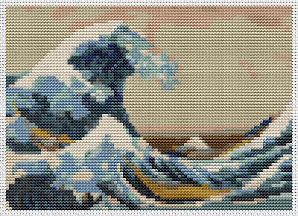 The Great Wave off Kanagawa Mini Counted Cross Stitch Kit | Katsushika Hokusai