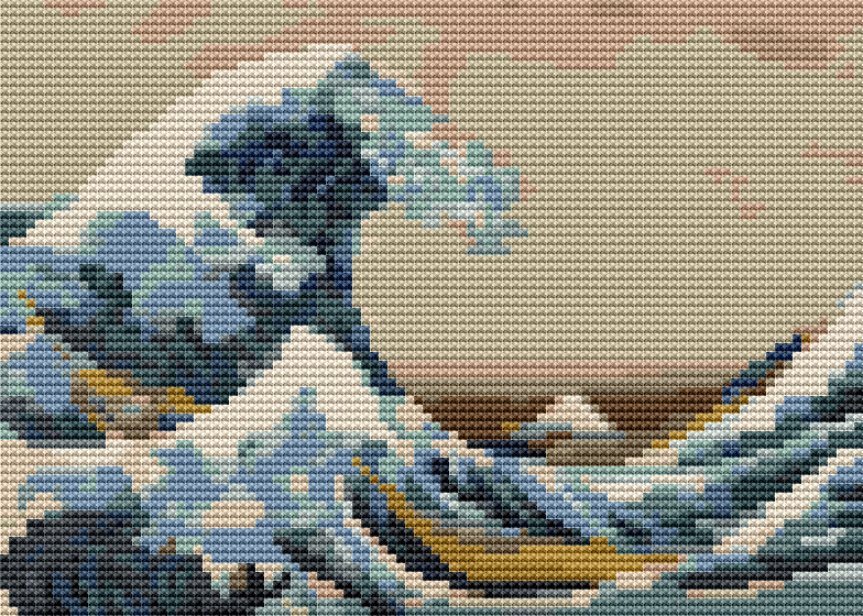 The Great Wave off Kanagawa Mini Cross Stitch Pattern by Katsushika Hokusai