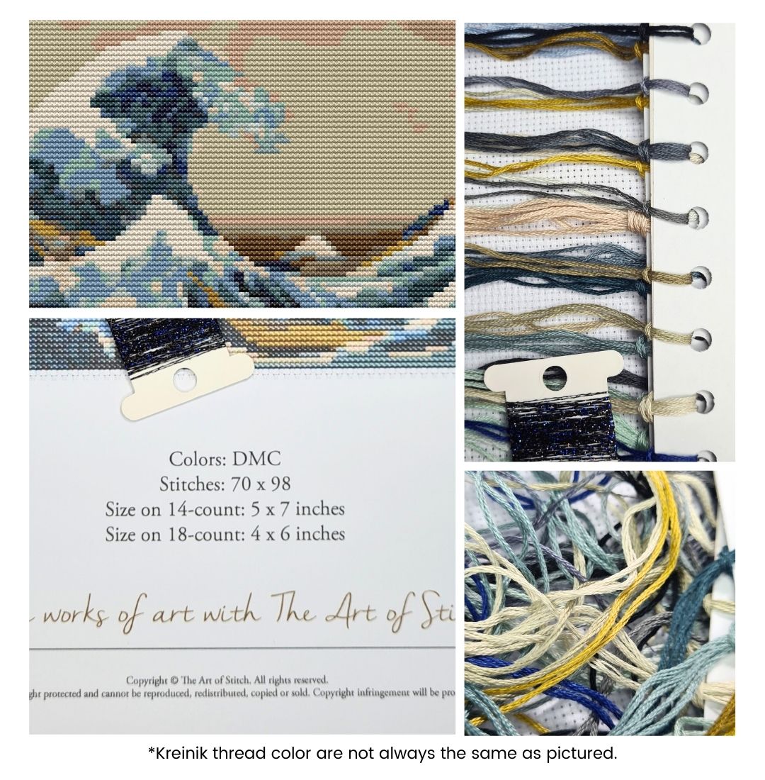 The Great Wave off Kanagawa Bookmark Counted Cross Stitch Kit