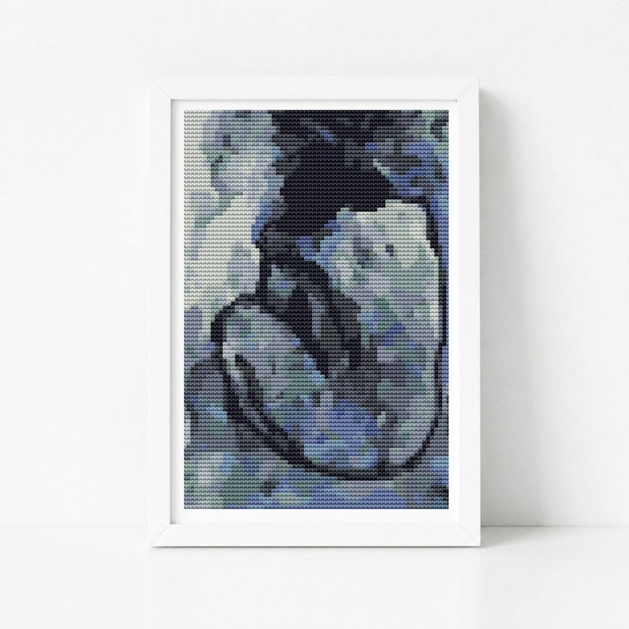 Blue Nude Mini Cross Stitch Pattern