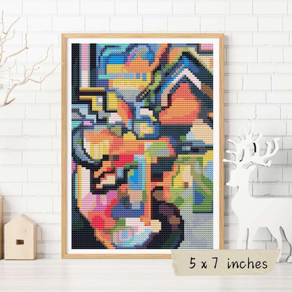 Colored Composition Homage Mini Cross Stitch Pattern