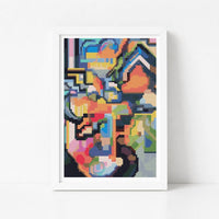 Colored Composition Homage Mini Cross Stitch Kit - Mini Cross Stitch Kit - August Macke