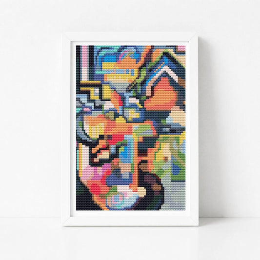 Colored Composition Homage Mini Cross Stitch Kit - Mini Cross Stitch Kit - August Macke