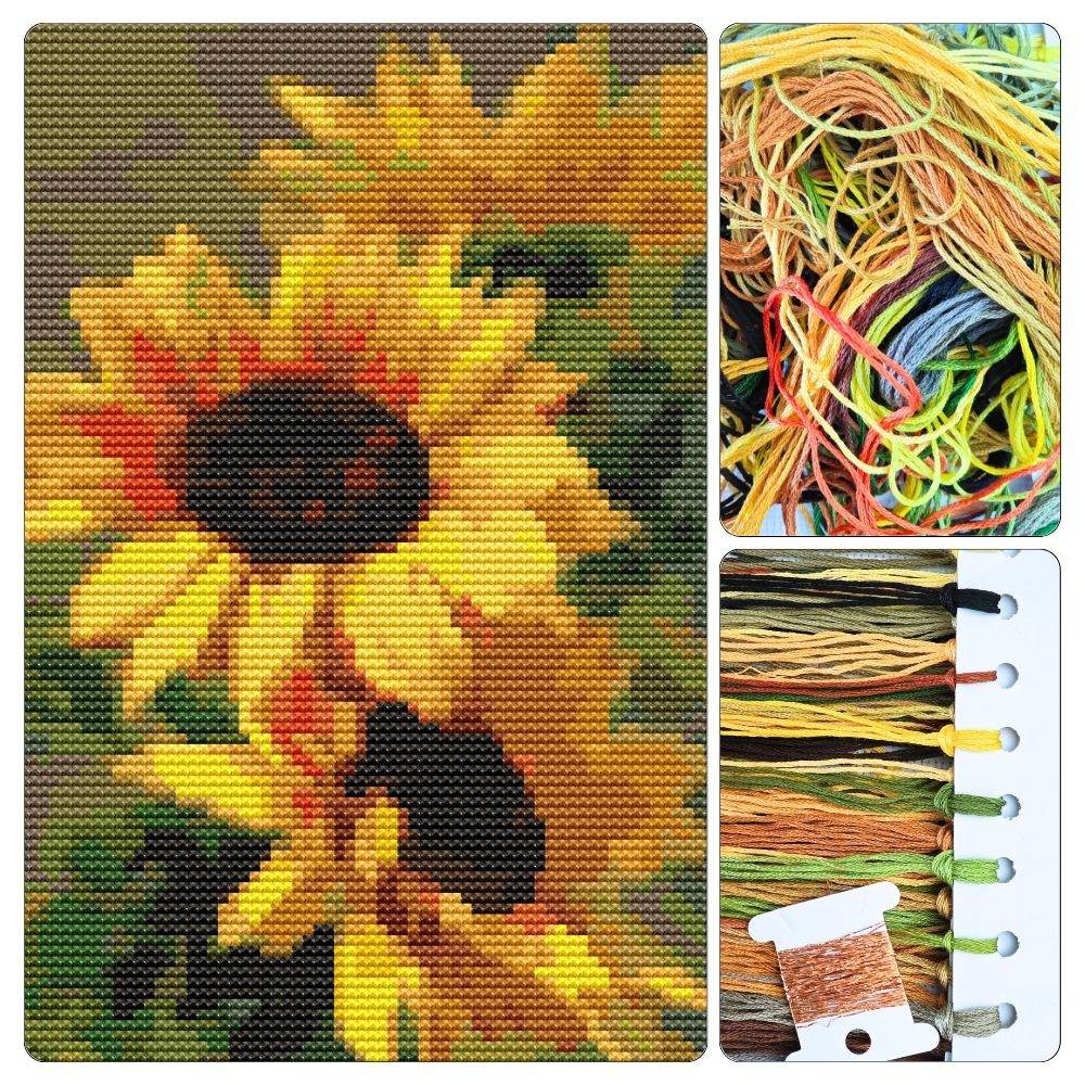 Sunflowers Mini Cross Stitch Kit by Catharina Klein