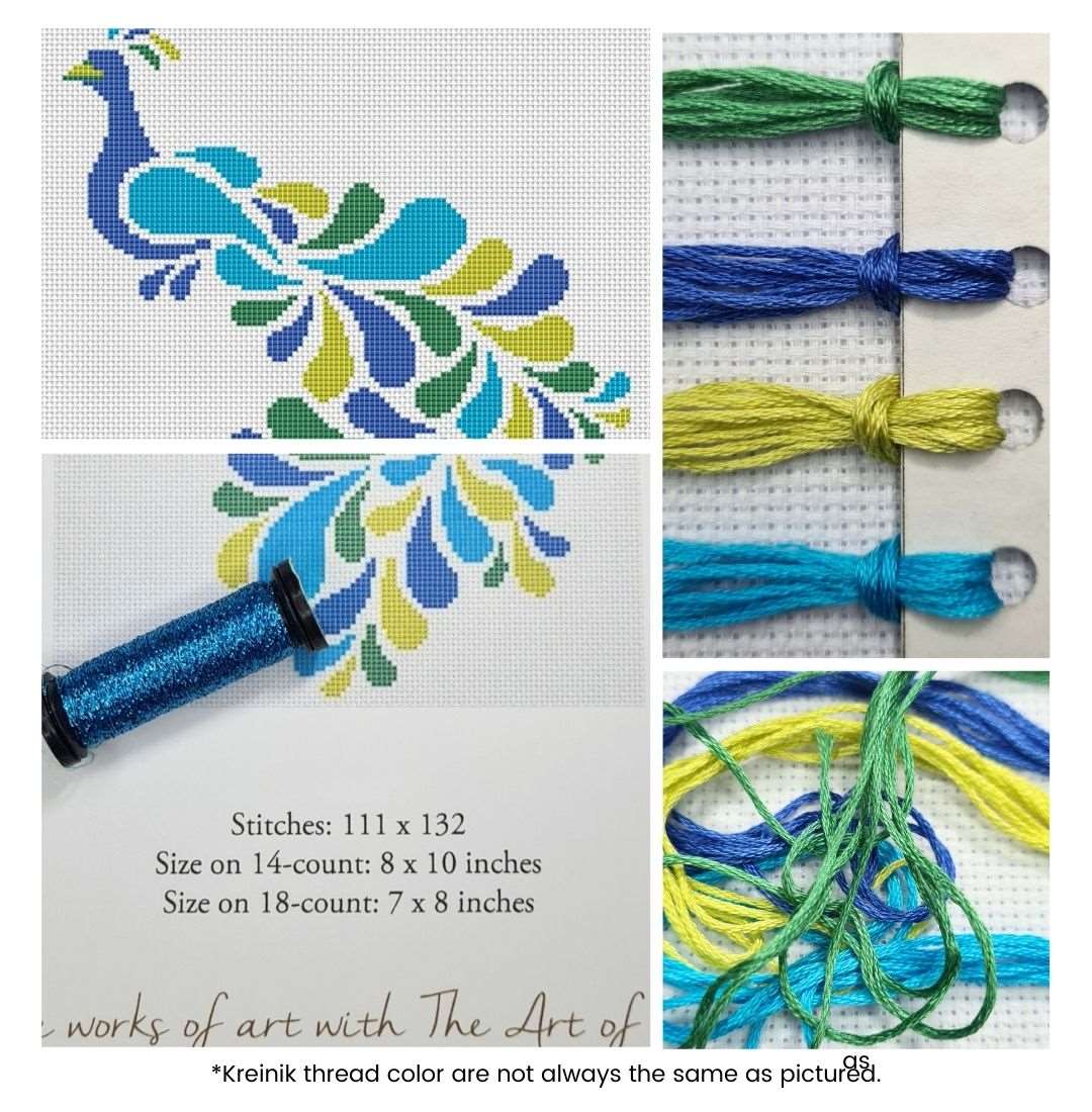 Abstract Peacock Cross Stitch Kit | Lisa Fischer