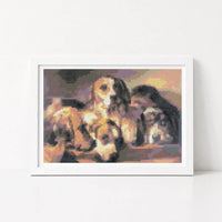 French Hounds Mini Cross Stitch Kit - Mini Cross Stitch Kit - Benno Raffael Adams