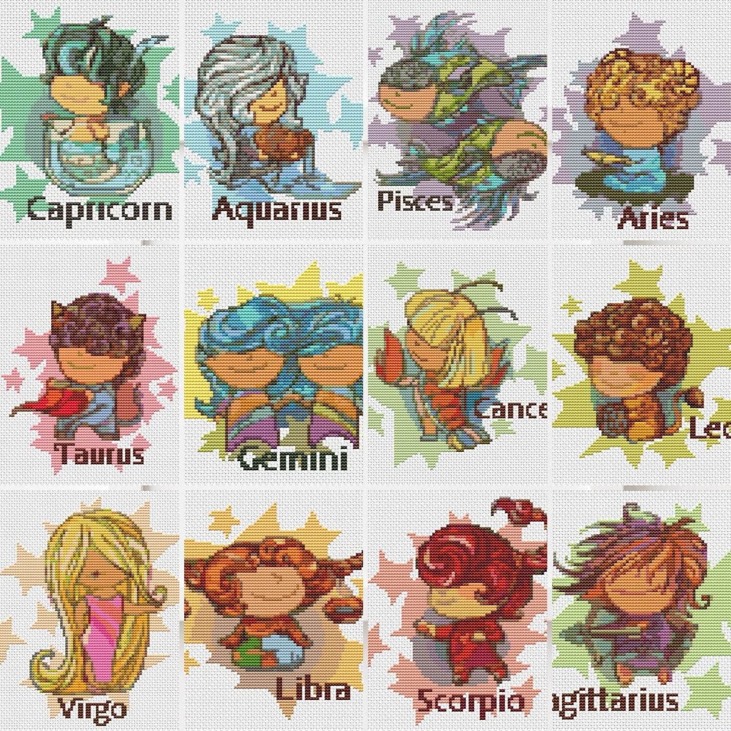 Zodiac Series Cross Stitch Kit Pack - Mini Cross Stitch Kit - The Art of Stitch